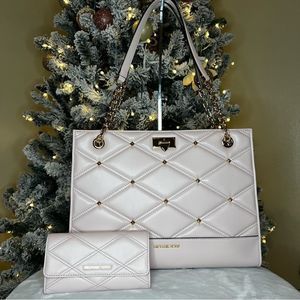 NWT Michael Kors Serena Large East West Shoulder Tote w Matching Wallet